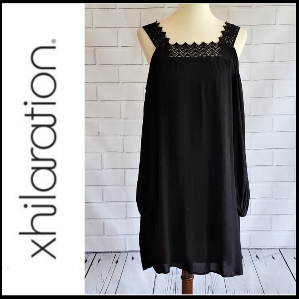 Xhilaration Black Lace-Trim Mini Dress